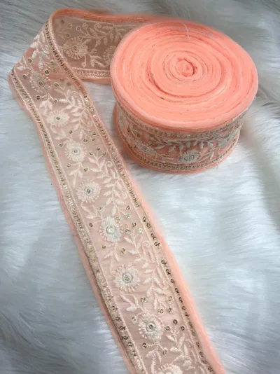 Lucknowi Thread Lace - Pink